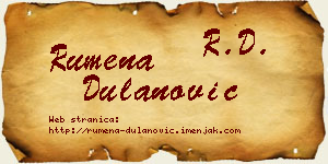 Rumena Dulanović vizit kartica